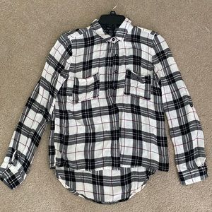 Black, white, and maroon Flannel shirt